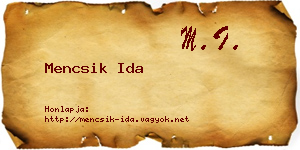 Mencsik Ida névjegykártya